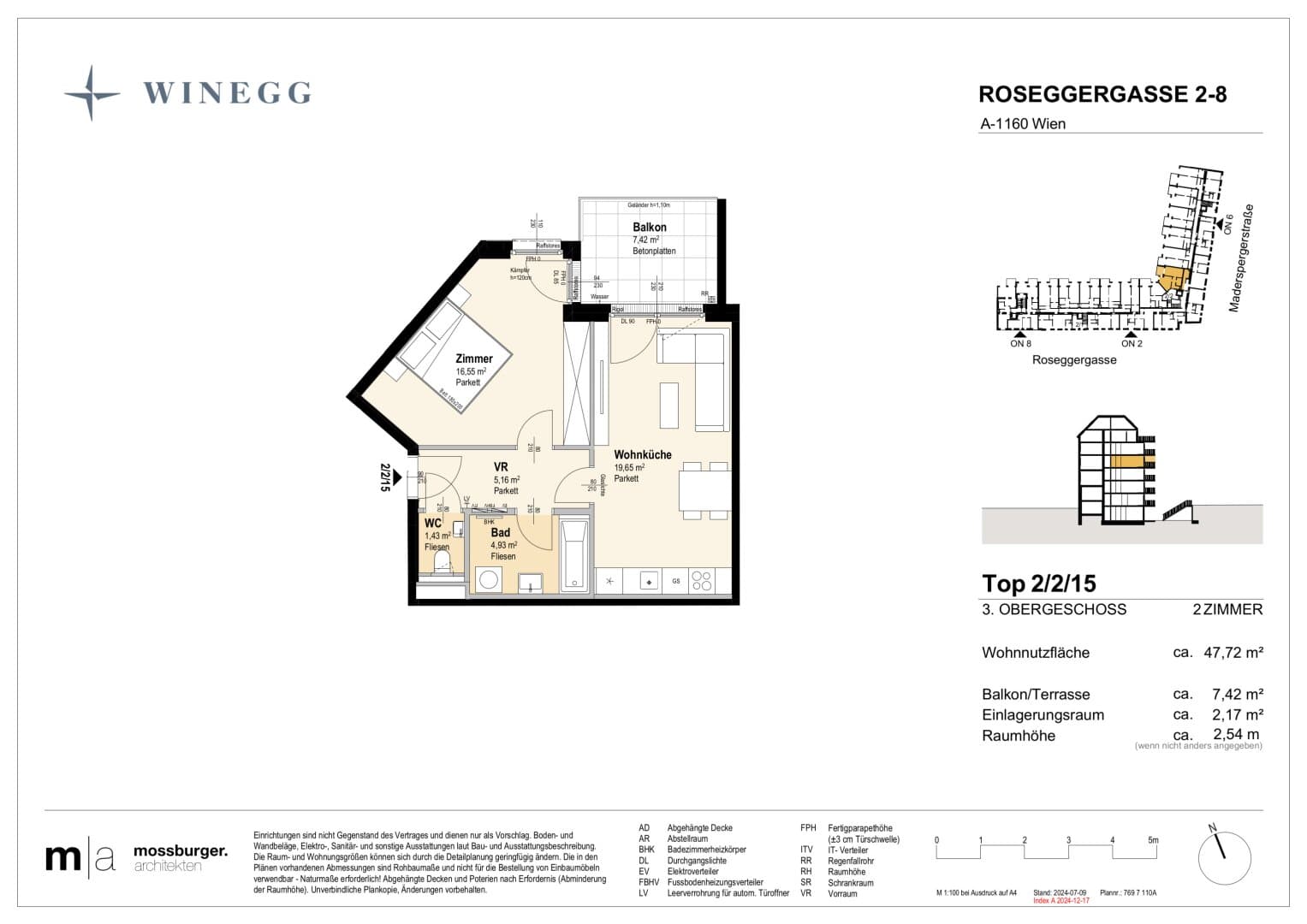Grundriss Top 2/2/15 — Grand Garden — 2 Zimmer — 47,7 m² — 3rd floor