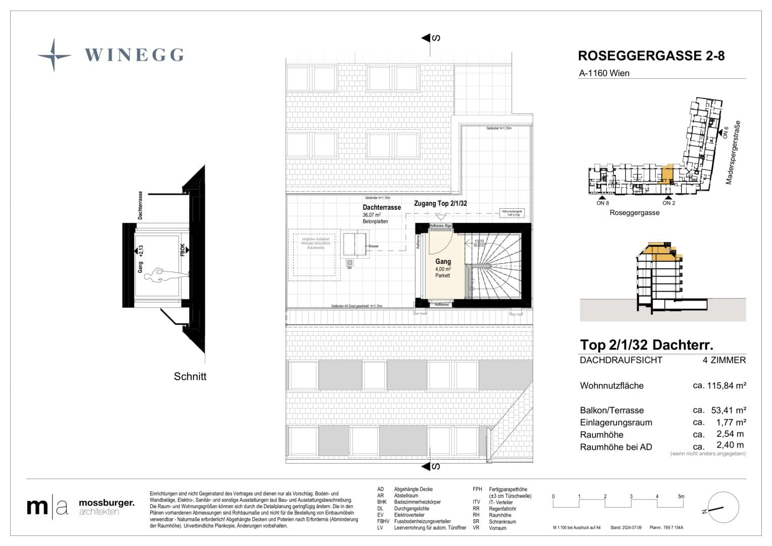 Grundriss Top 2/1/32 — Grand Garden — 4 Zimmer — 116,6 m² — 1st attic floor — Grundriss 3/4