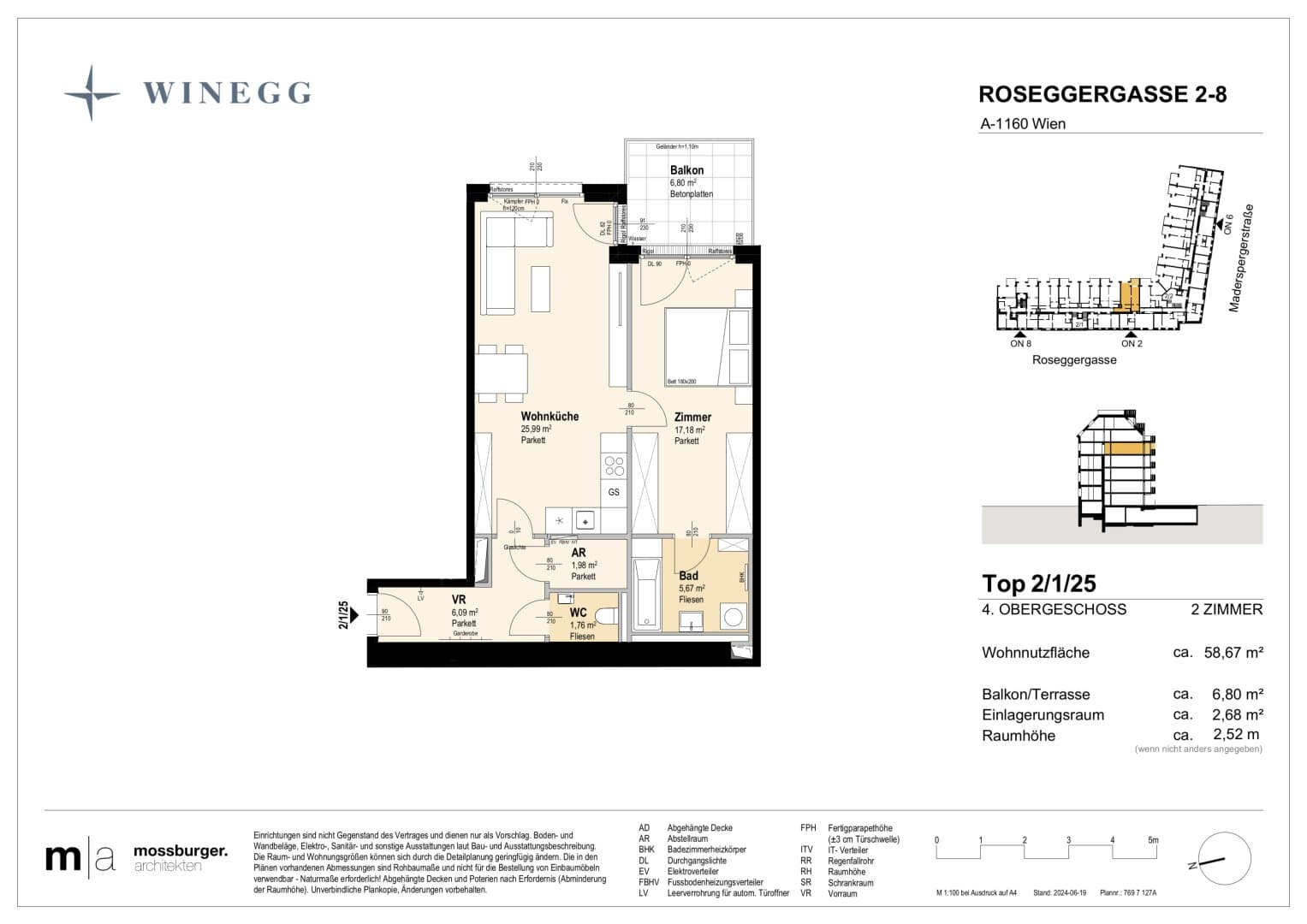 Grundriss Top 2/1/25 — Grand Garden — 2 Zimmer — 59,8 m² — 4th floor