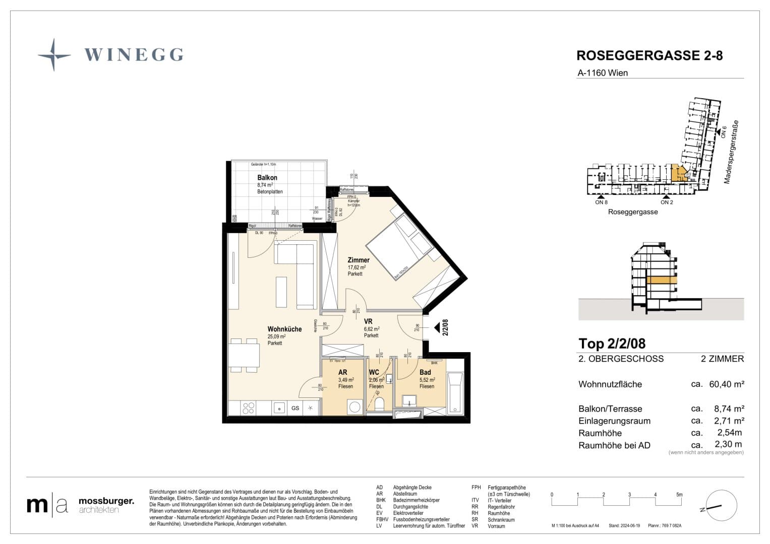 Grundriss Top 2/2/08 — Grand Garden — 2 Zimmer — 60,4 m² — 2nd floor