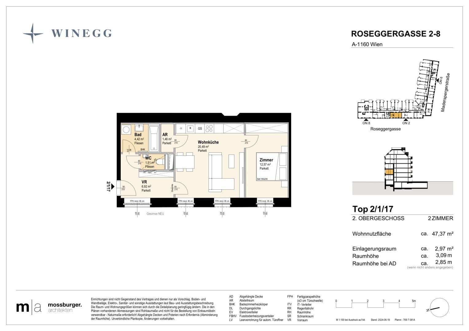 Grundriss Top 2/1/17 — Grand Garden — 2 Zimmer — 47,4 m² — 2nd floor