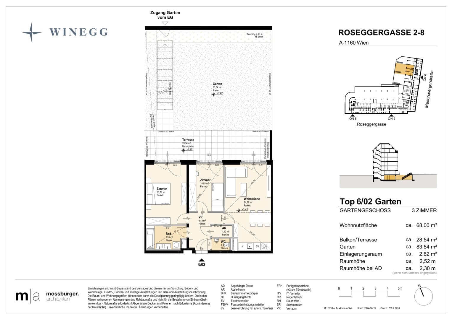 Grundriss Top 6/02 — Grand Garden — 3 Zimmer — 68 m² — Ground floor — Grundriss 2/2