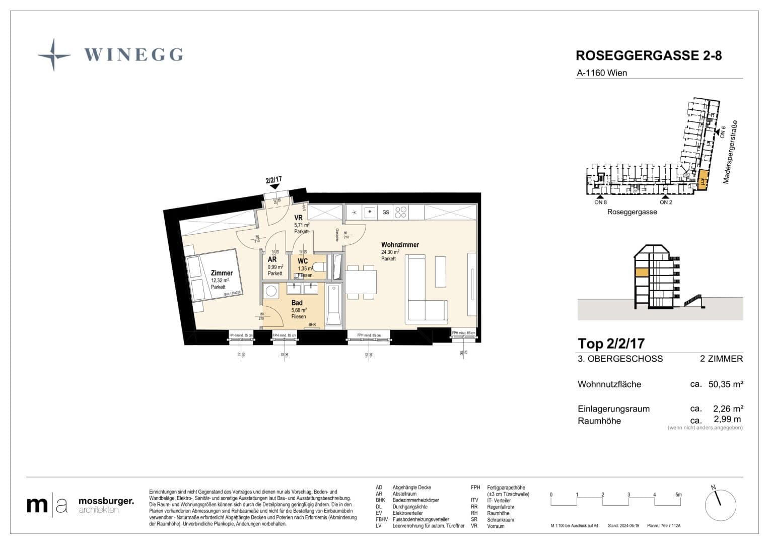 Grundriss Top 2/2/17 — Grand Garden — 2 Zimmer — 50,4 m² — 3rd floor