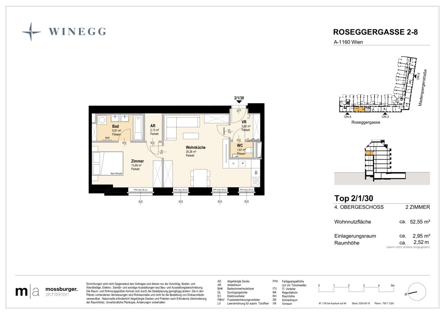 Grundriss Top 2/1/30 — Grand Garden — 2 Zimmer — 52,7 m² — 4th floor