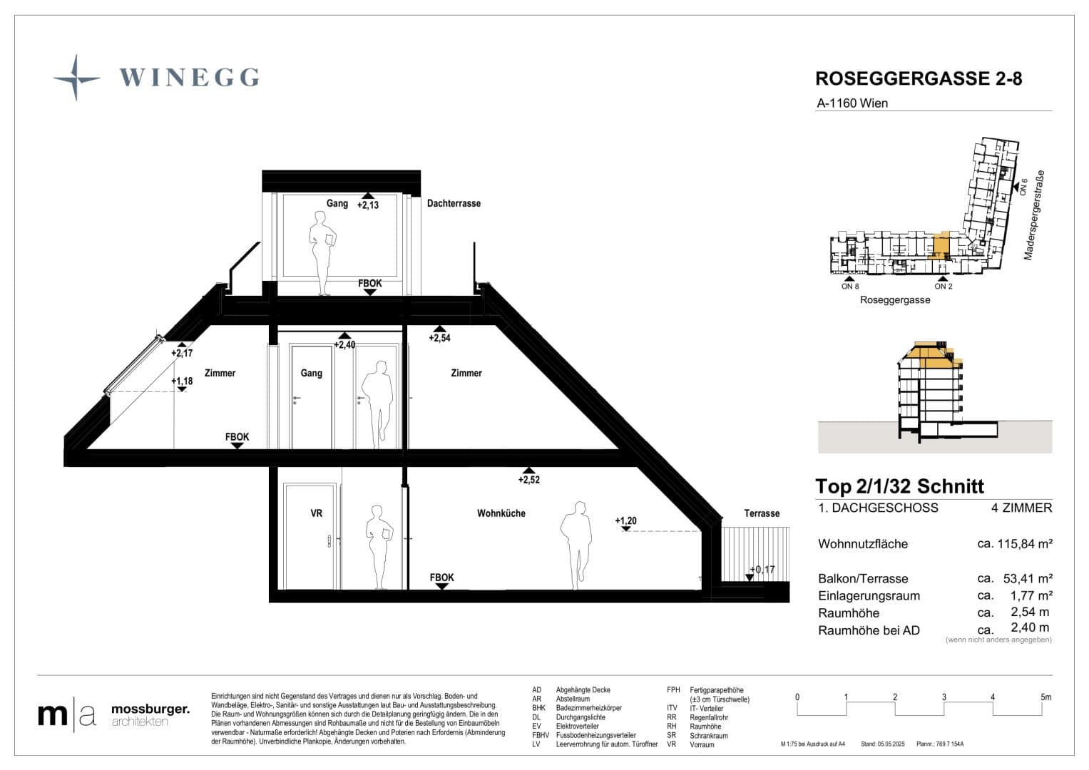 Grundriss Top 2/1/32 — Grand Garden — 4 Zimmer — 116,6 m² — 1st attic floor — Grundriss 4/4