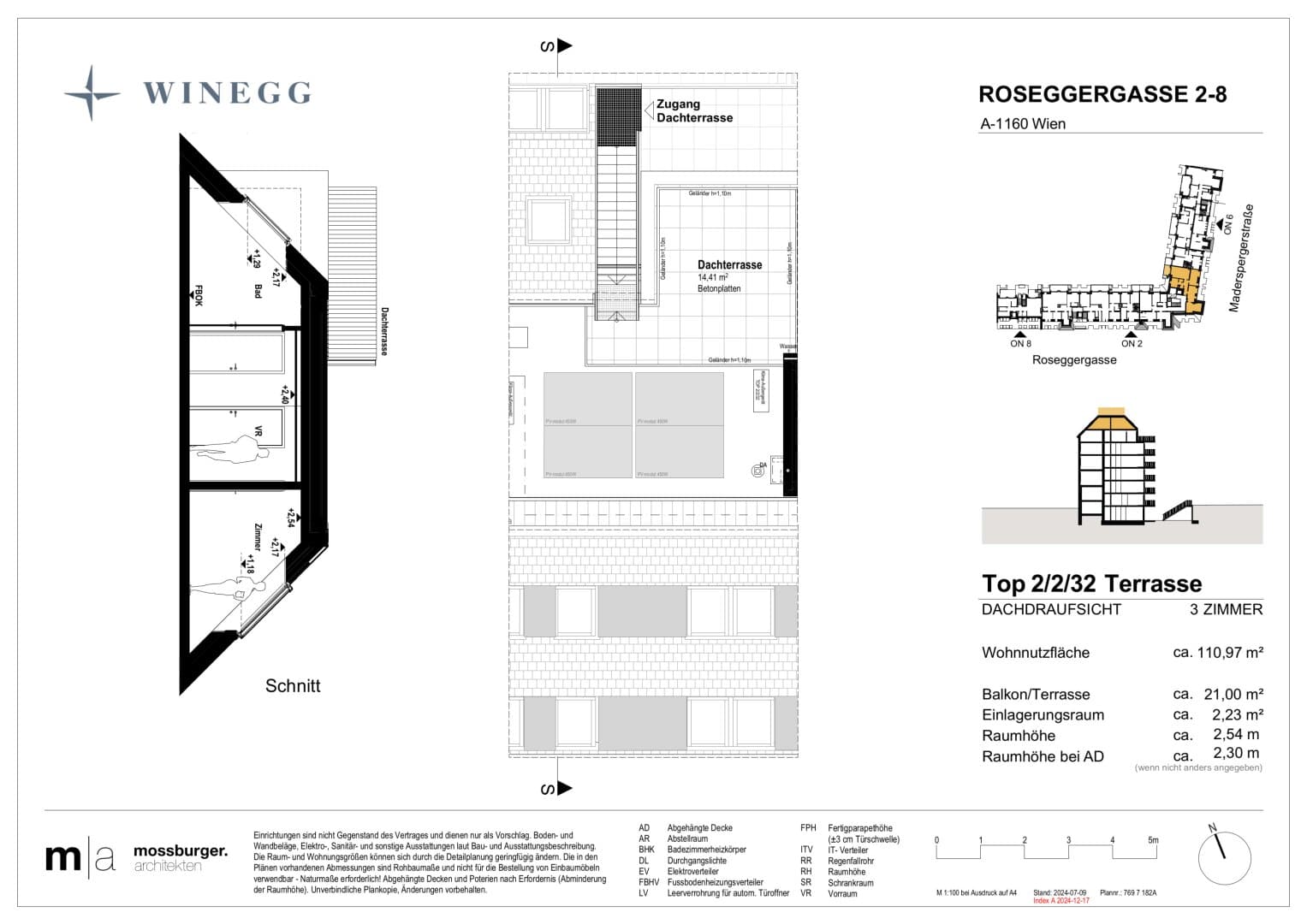 Grundriss Top 2/2/32 — Grand Garden — 3 Zimmer — 112,2 m² — 2nd attic floor — Grundriss 2/2
