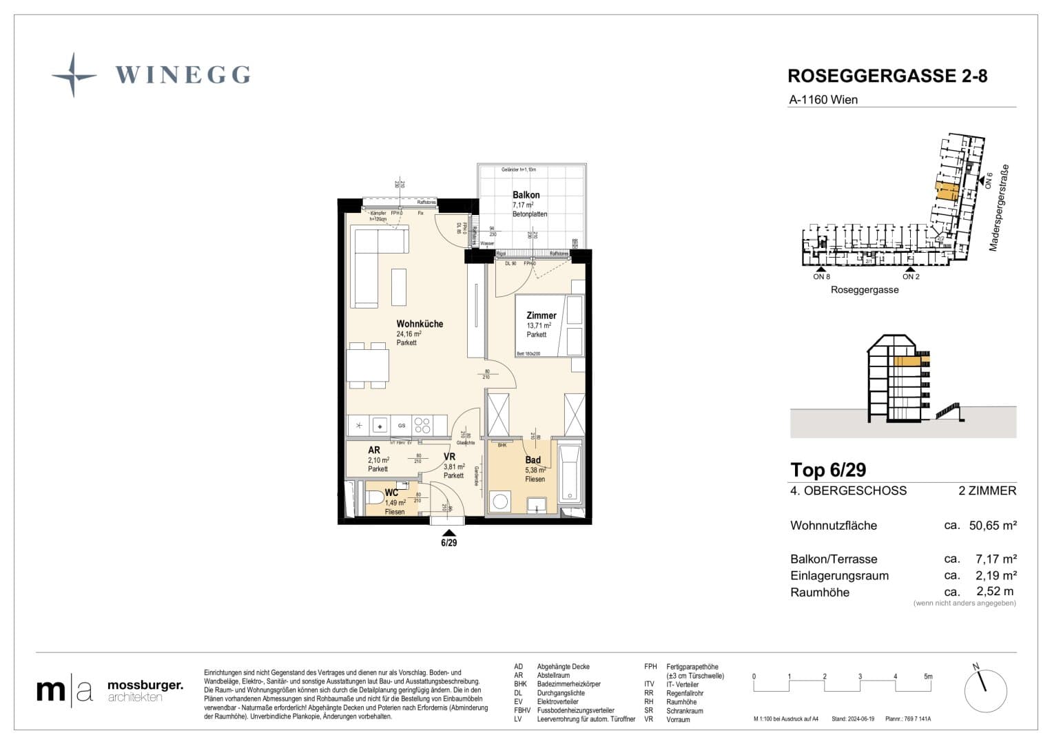 Grundriss Top 6/29 — Grand Garden — 2 Zimmer — 50,7 m² — 4th floor