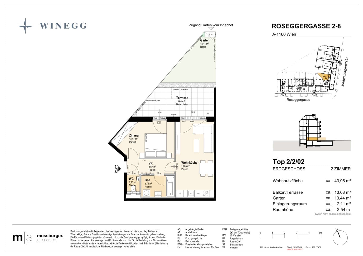 Grundriss Top 2/2/02 — Grand Garden — 2 Zimmer — 44 m² — Ground floor