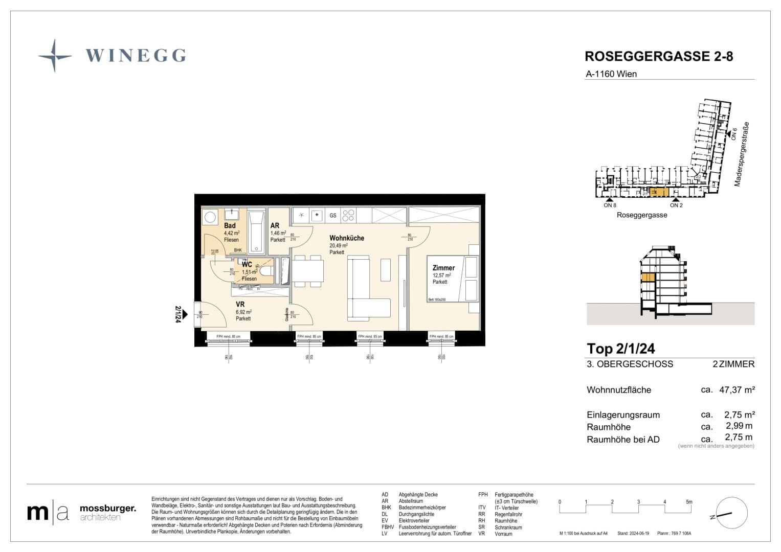 Grundriss Top 2/1/24 — Grand Garden — 2 Zimmer — 47,4 m² — 3rd floor