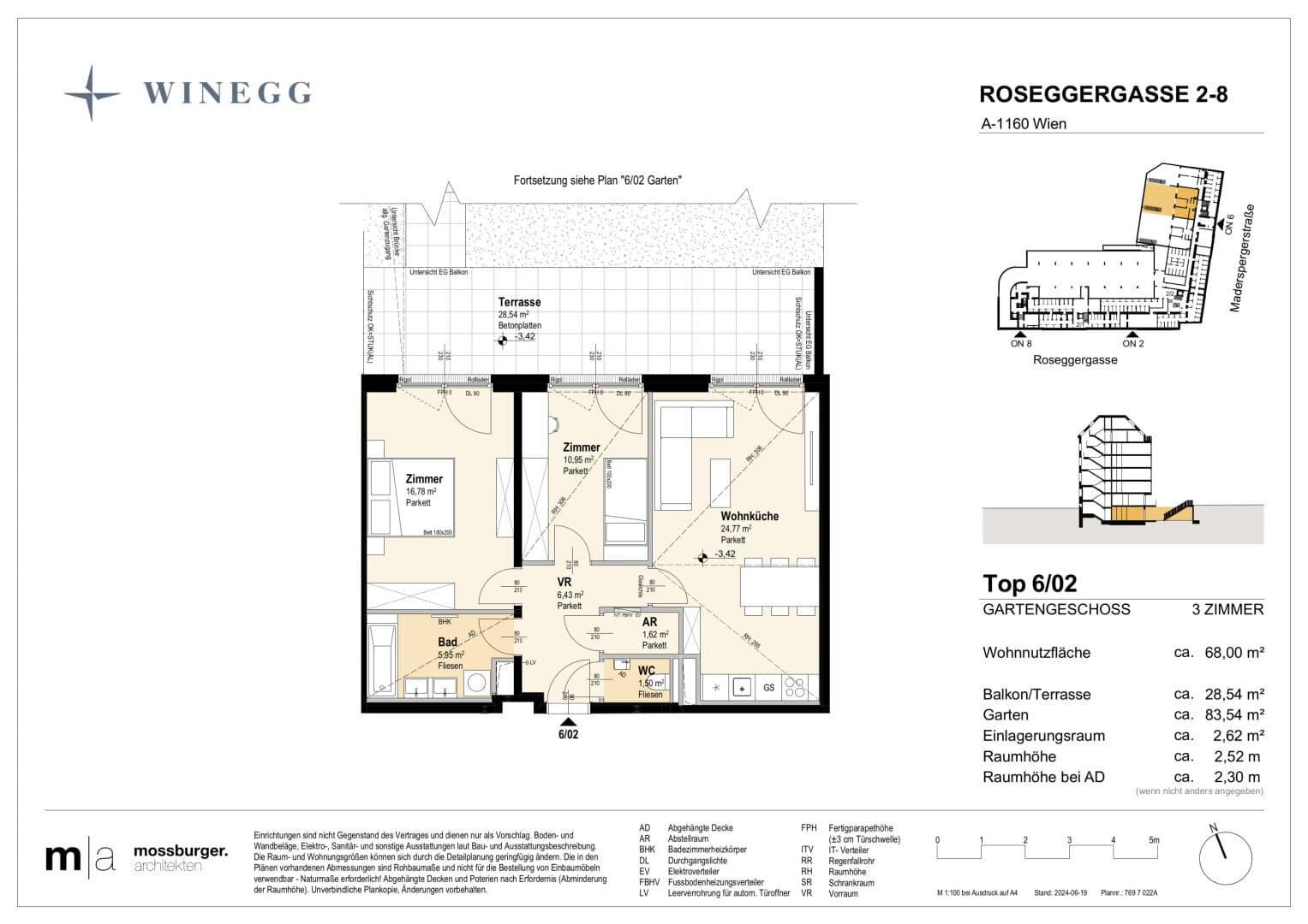 Grundriss Top 6/02 — Grand Garden — 3 Zimmer — 68 m² — Ground floor — Grundriss 1/2