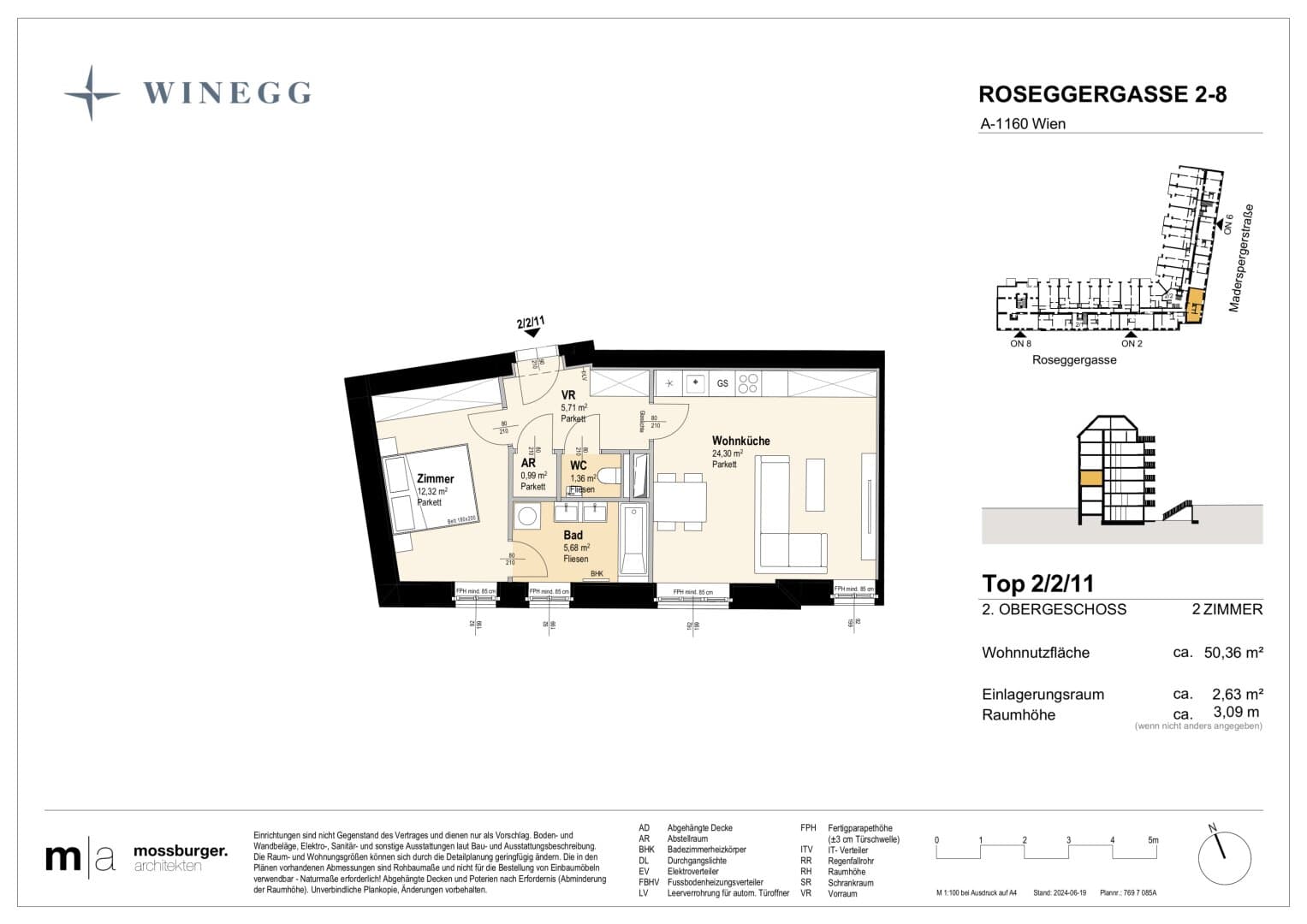 Grundriss Top 2/2/11 — Grand Garden — 2 Zimmer — 50,4 m² — 2nd floor