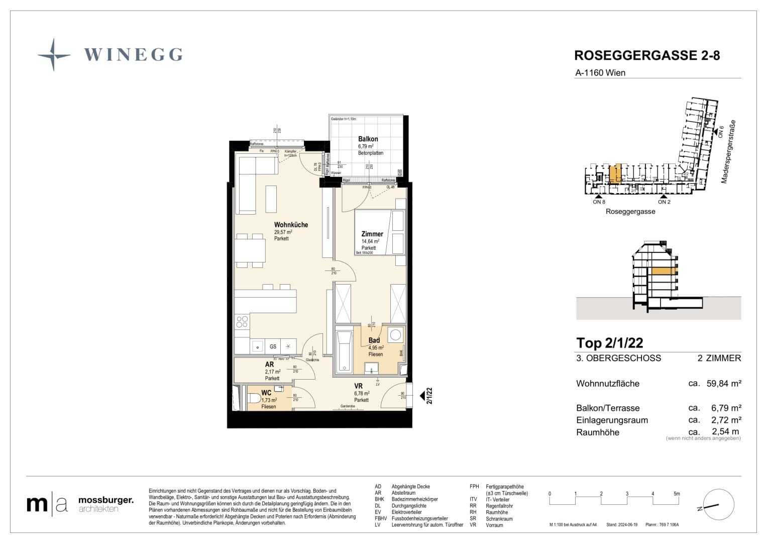 Grundriss Top 2/1/22 — Grand Garden — 2 Zimmer — 59,8 m² — 3rd floor