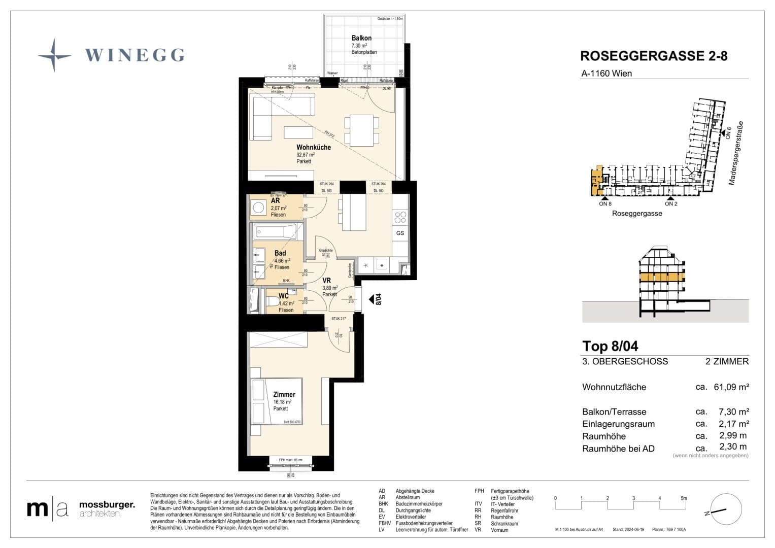 Grundriss Top 8/04 — Grand Garden — 2 Zimmer — 61,1 m² — 3rd floor