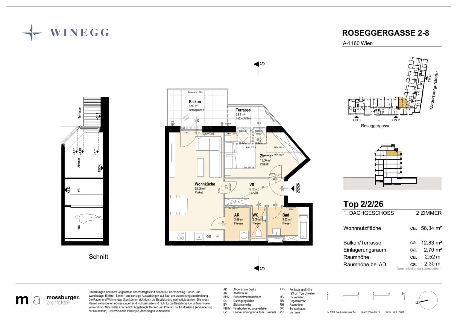 Grundriss Top 2/2/26 — Grand Garden — 2 Zimmer — 56,3 m² — 1st attic floor
