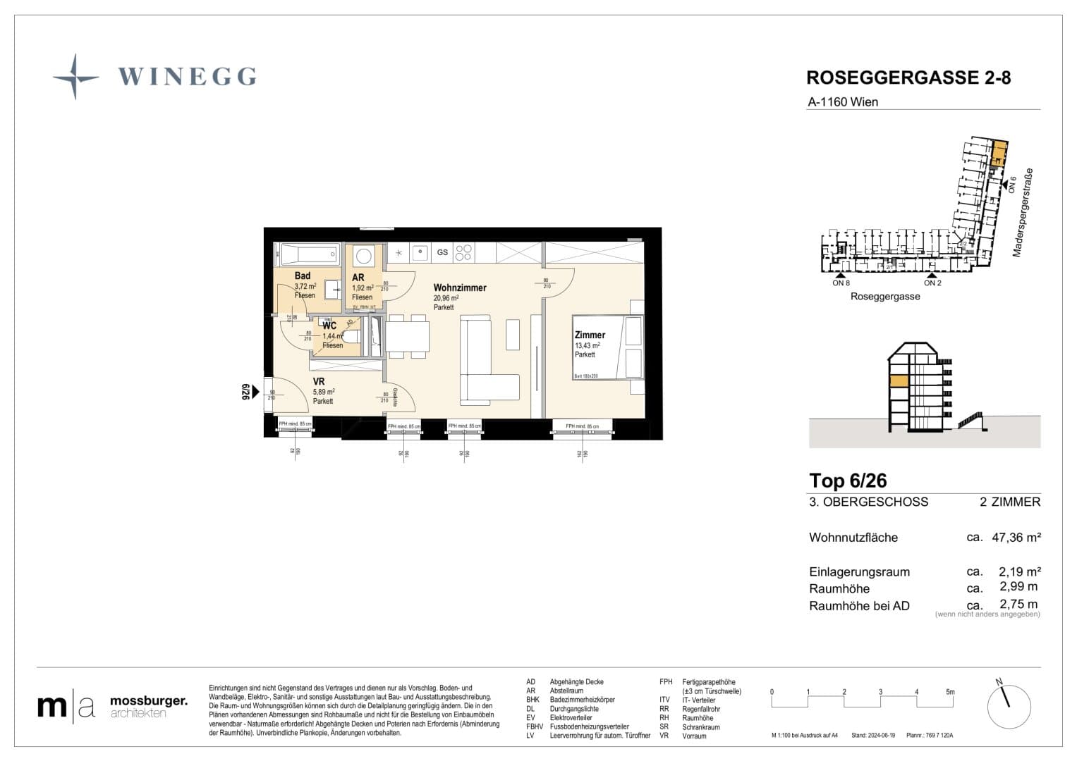 Grundriss Top 6/26 — Grand Garden — 2 Zimmer — 47,4 m² — 3rd floor