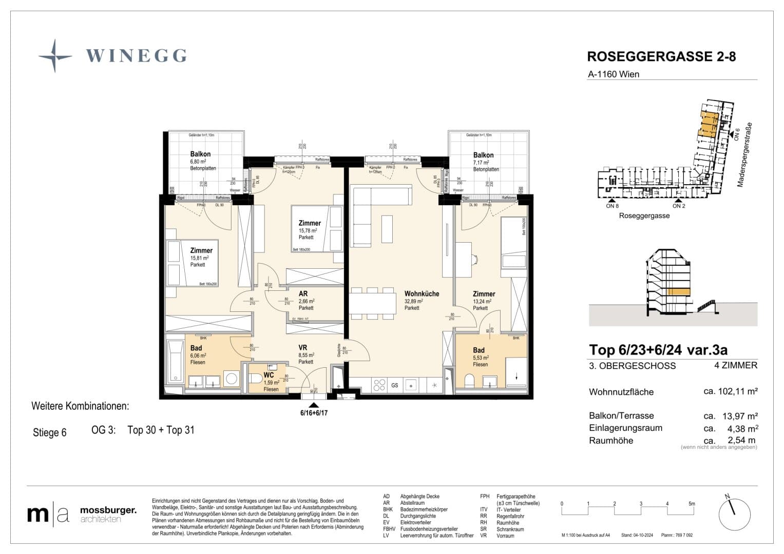 Grundriss Top 6/30+31 — Grand Garden — 4 Zimmer — 102,1 m² — 3rd floor