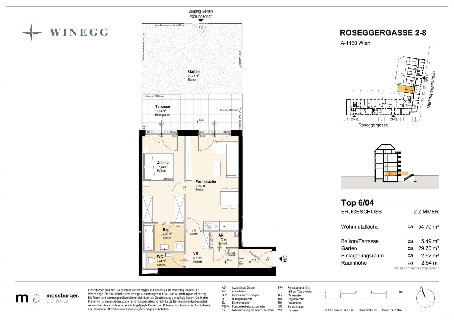 Grundriss Top 6/04 — Grand Garden — 2 Zimmer — 54,8 m² — Ground floor