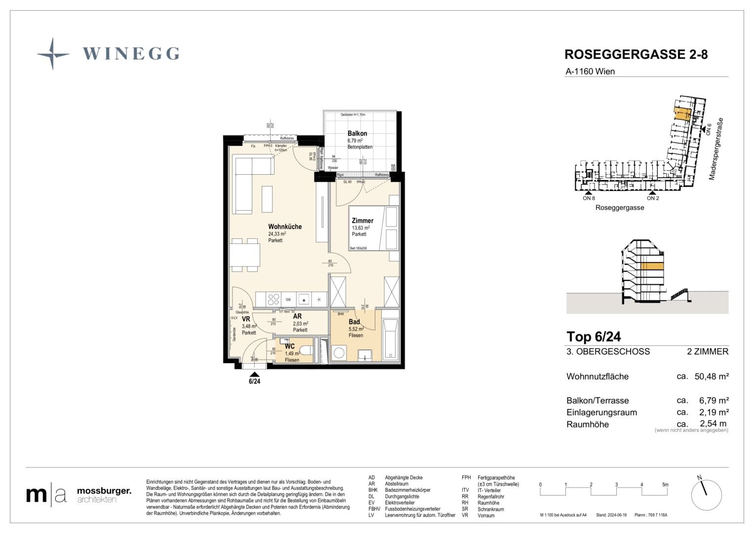 Grundriss Top 6/24 — Grand Garden — 2 Zimmer — 50,5 m² — 3rd floor