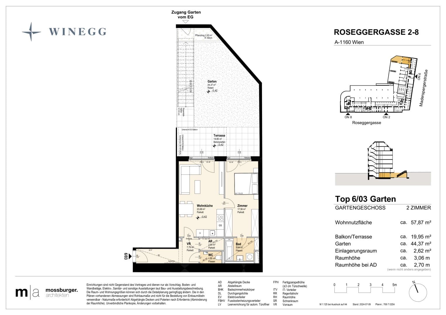Grundriss Top 6/03 — Grand Garden — 2 Zimmer — 57,8 m² — Ground floor
