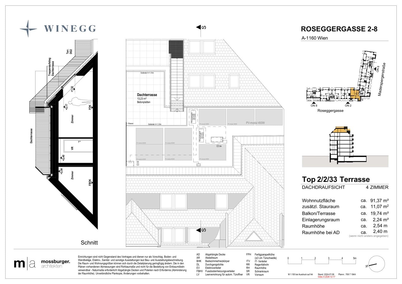Grundriss Top 2/2/33 — Grand Garden — 3 Zimmer — 92,2 m² — 2nd attic floor — Grundriss 2/2