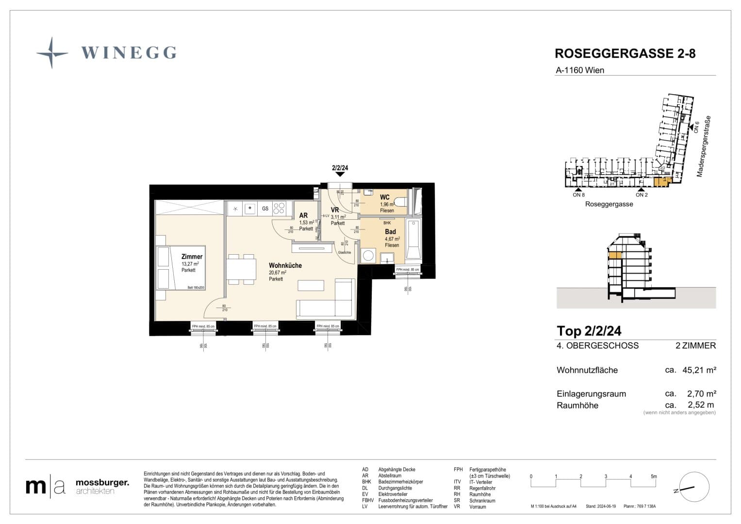 Grundriss Top 2/2/24 — Grand Garden — 2 Zimmer — 45,2 m² — 4th floor