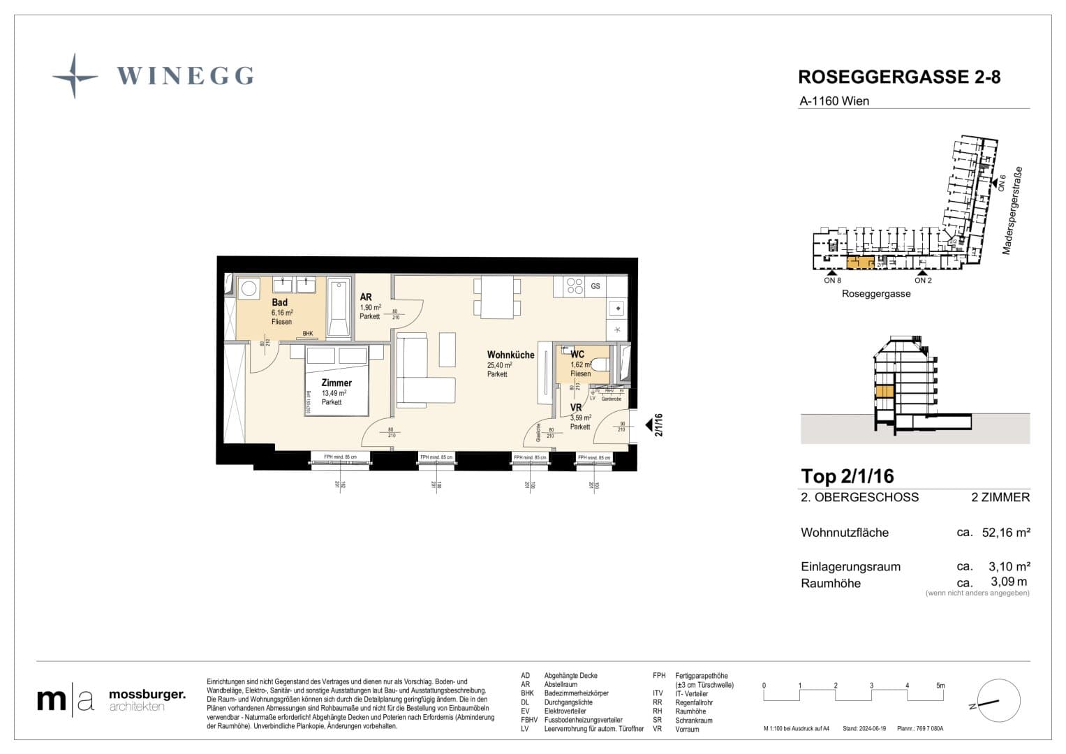 Grundriss Top 2/1/16 — Grand Garden — 2 Zimmer — 52,2 m² — 2nd floor