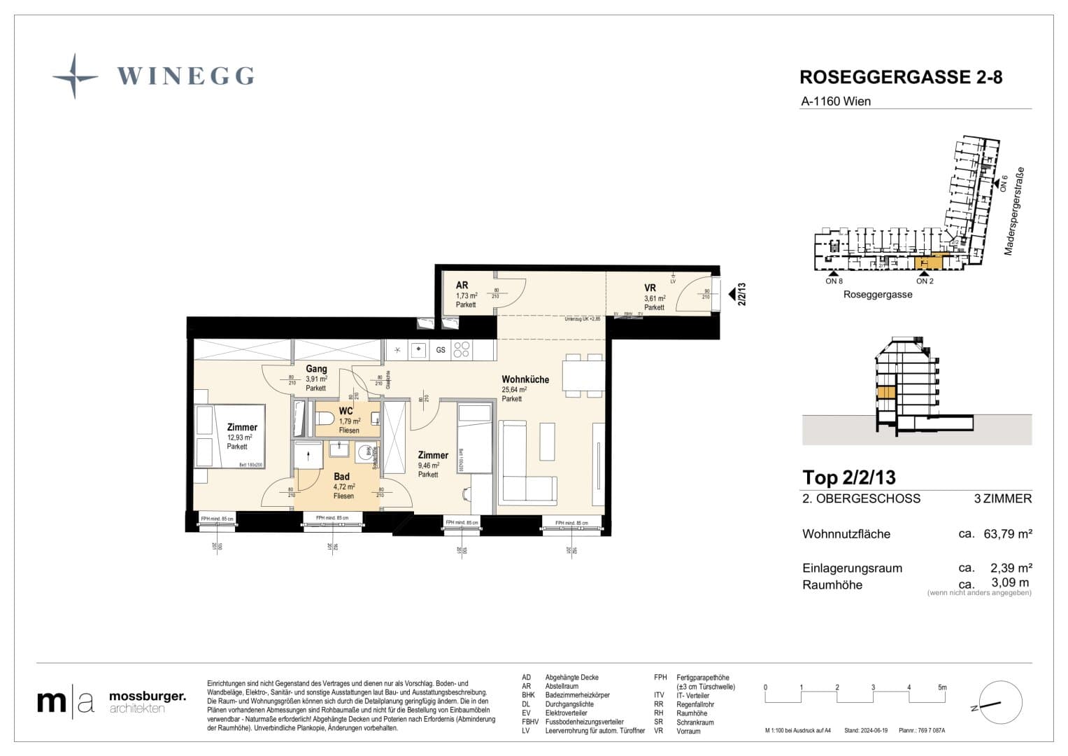 Grundriss Top 2/2/13 — Grand Garden — 3 Zimmer — 63,8 m² — 2nd floor