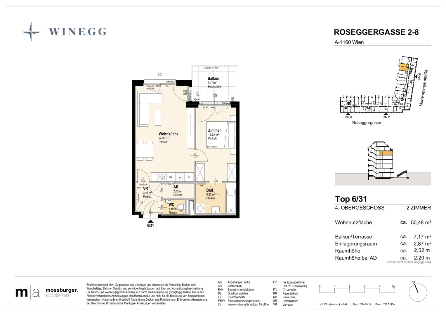 Grundriss Top 6/31 — Grand Garden — 2 Zimmer — 50,5 m² — 4th floor