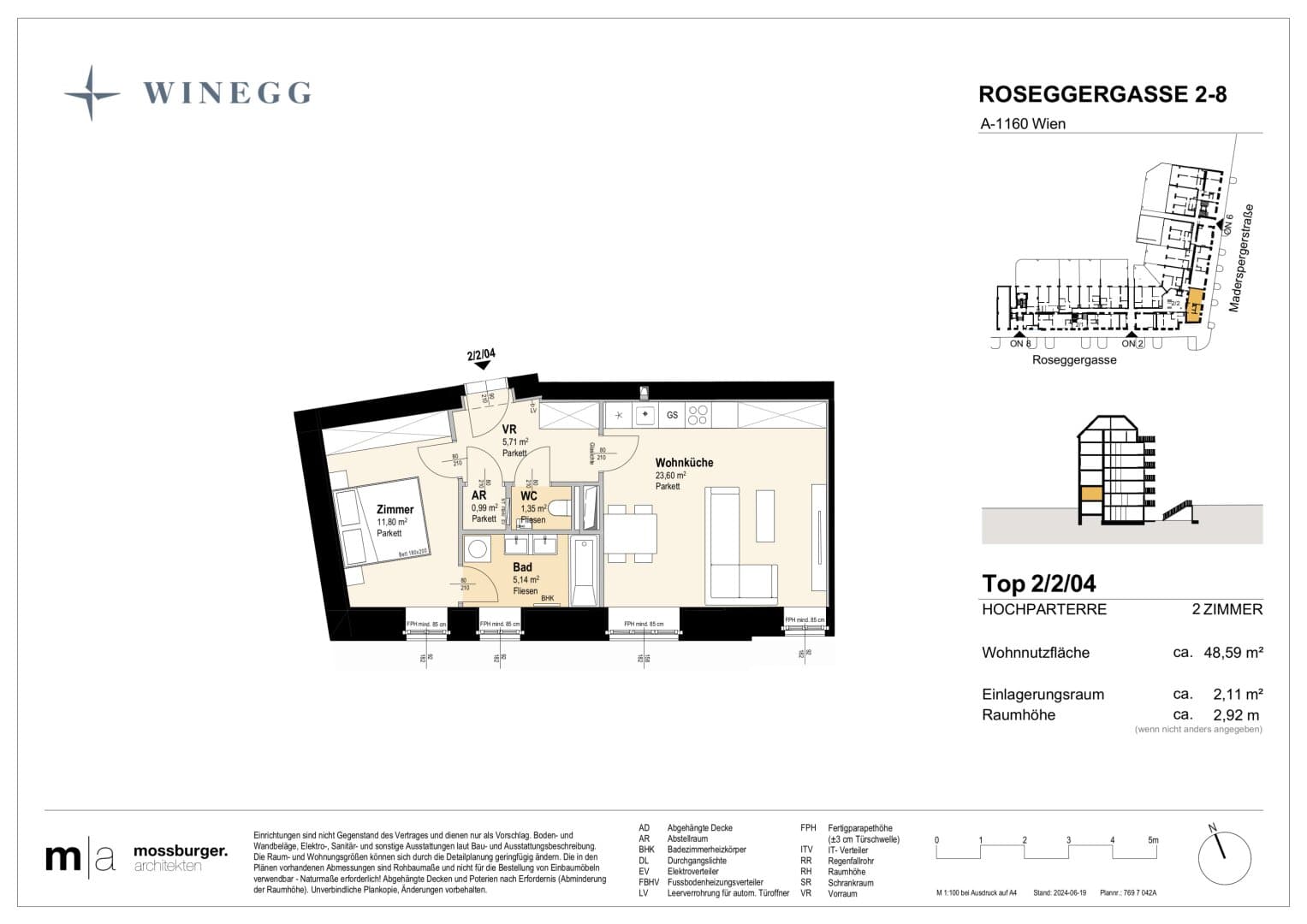 Grundriss Top 2/2/04 — Grand Garden — 2 Zimmer — 48,5 m² — Ground floor