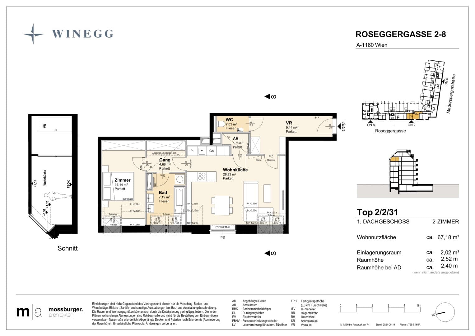 Grundriss Top 2/2/31 — Grand Garden — 2 Zimmer — 67,2 m² — 1st attic floor
