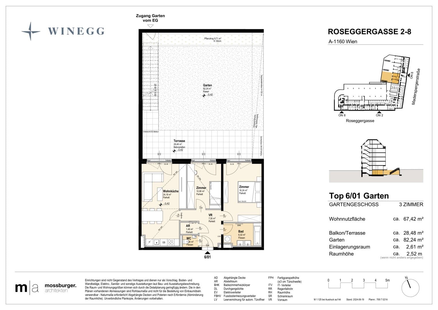 Grundriss Top 6/01 — Grand Garden — 3 Zimmer — 67,5 m² — Ground floor