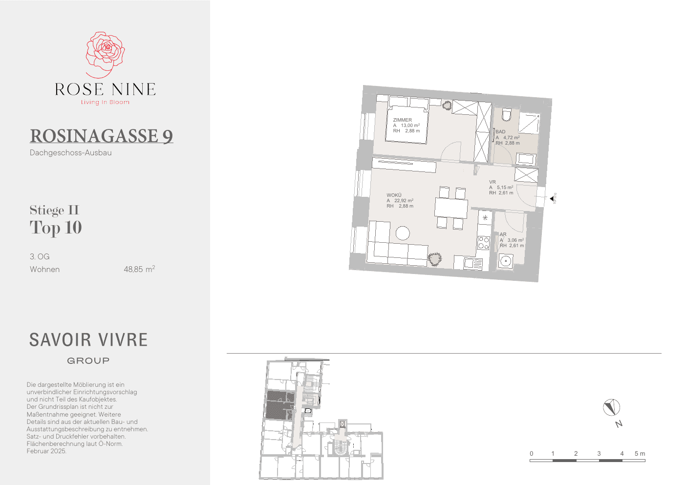 Grundriss Top II-10 — Rose Nine — 2 Zimmer — 49 m² — 3rd floor