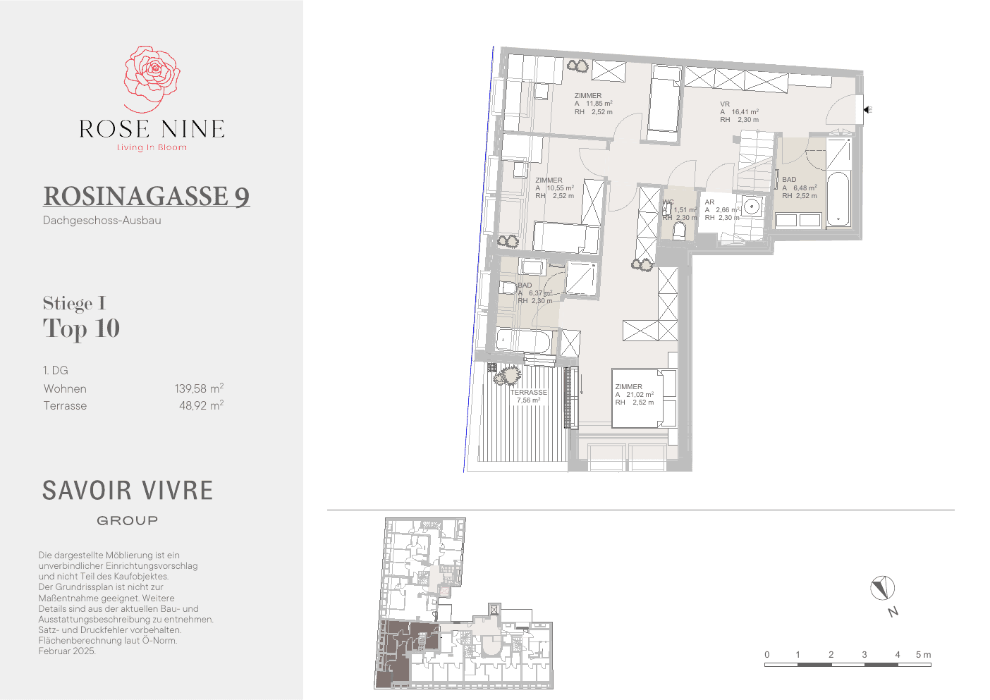 Grundriss Top I-10 — Rose Nine — 4 Zimmer — 140 m² — Attic floor