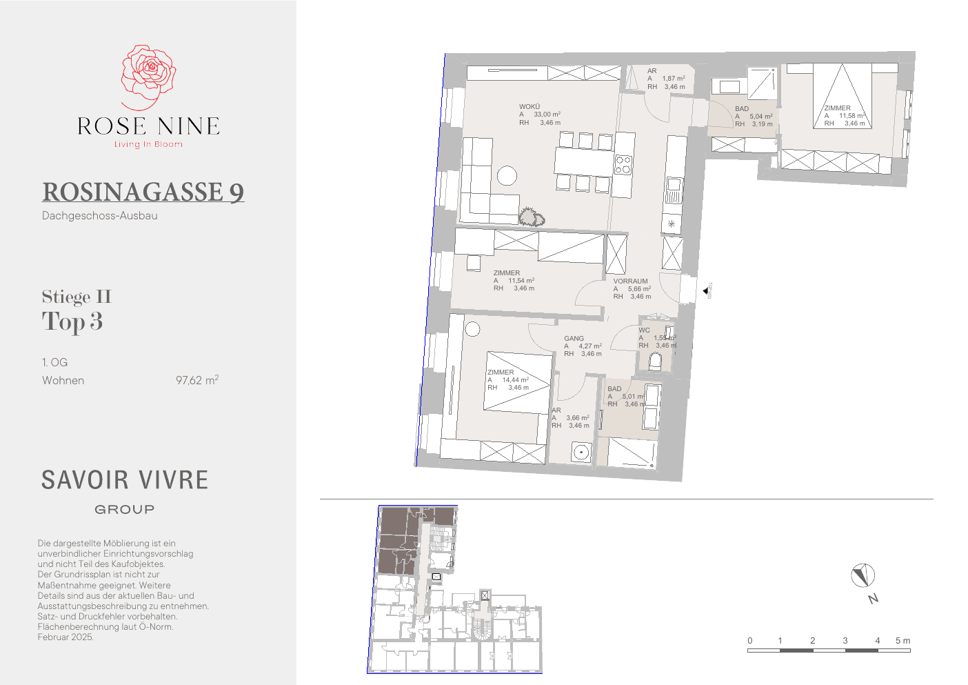 Grundriss Top II-03 — Rose Nine — 4 Zimmer — 98 m² — 2nd floor