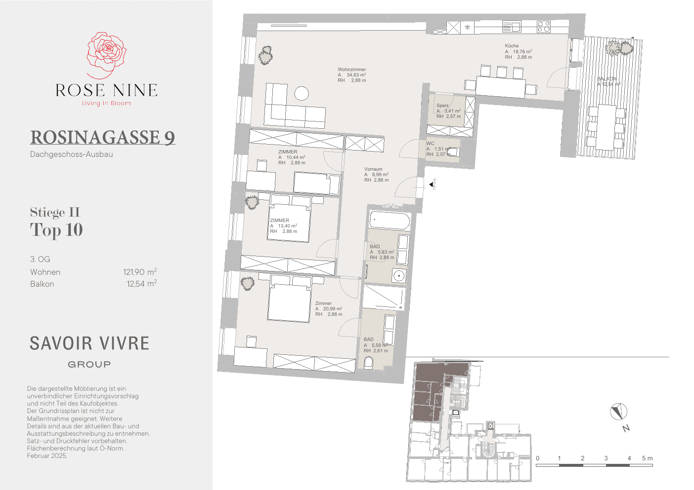 Grundriss Top II-11V2 — Rose Nine — 4 Zimmer — 122 m² — 3rd floor