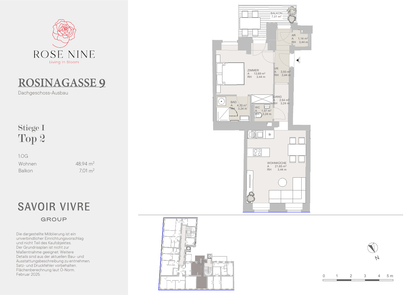 Grundriss Top I-02 — Rose Nine — 2 Zimmer — 49 m² — 1st floor