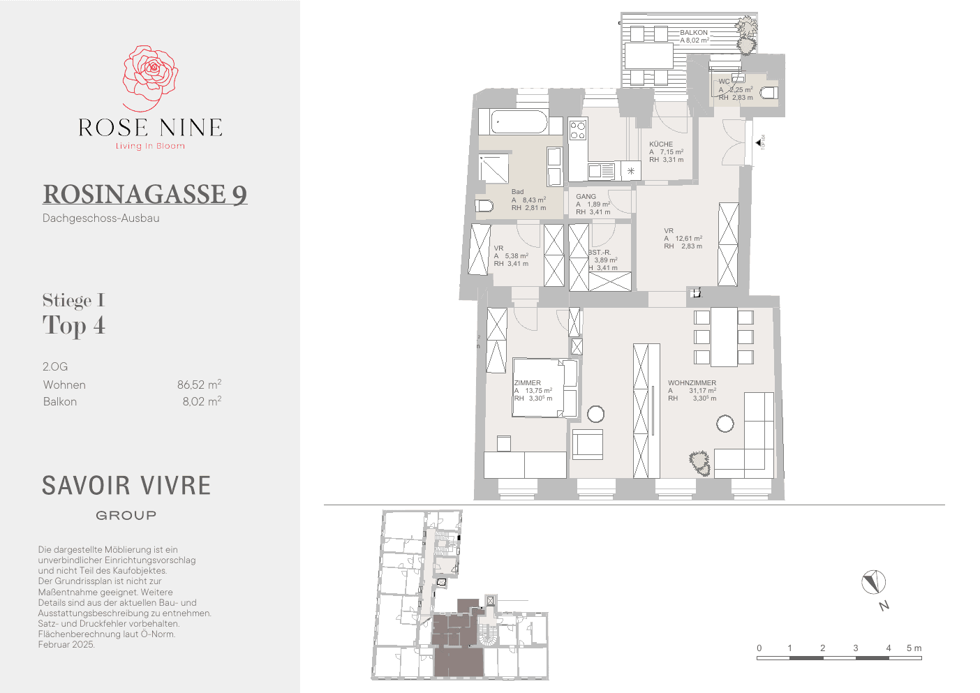 Grundriss Top I-04 — Rose Nine — 2 Zimmer — 86 m² — 2nd floor