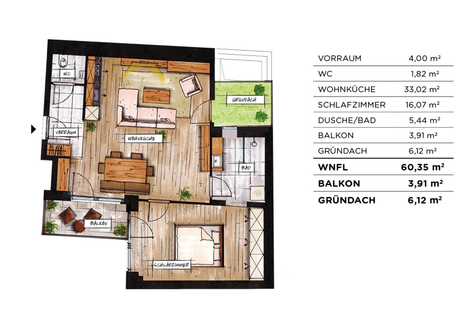 Grundriss Top 26 — soVie — 2 Zimmer — 60,4 m² — Ground floor