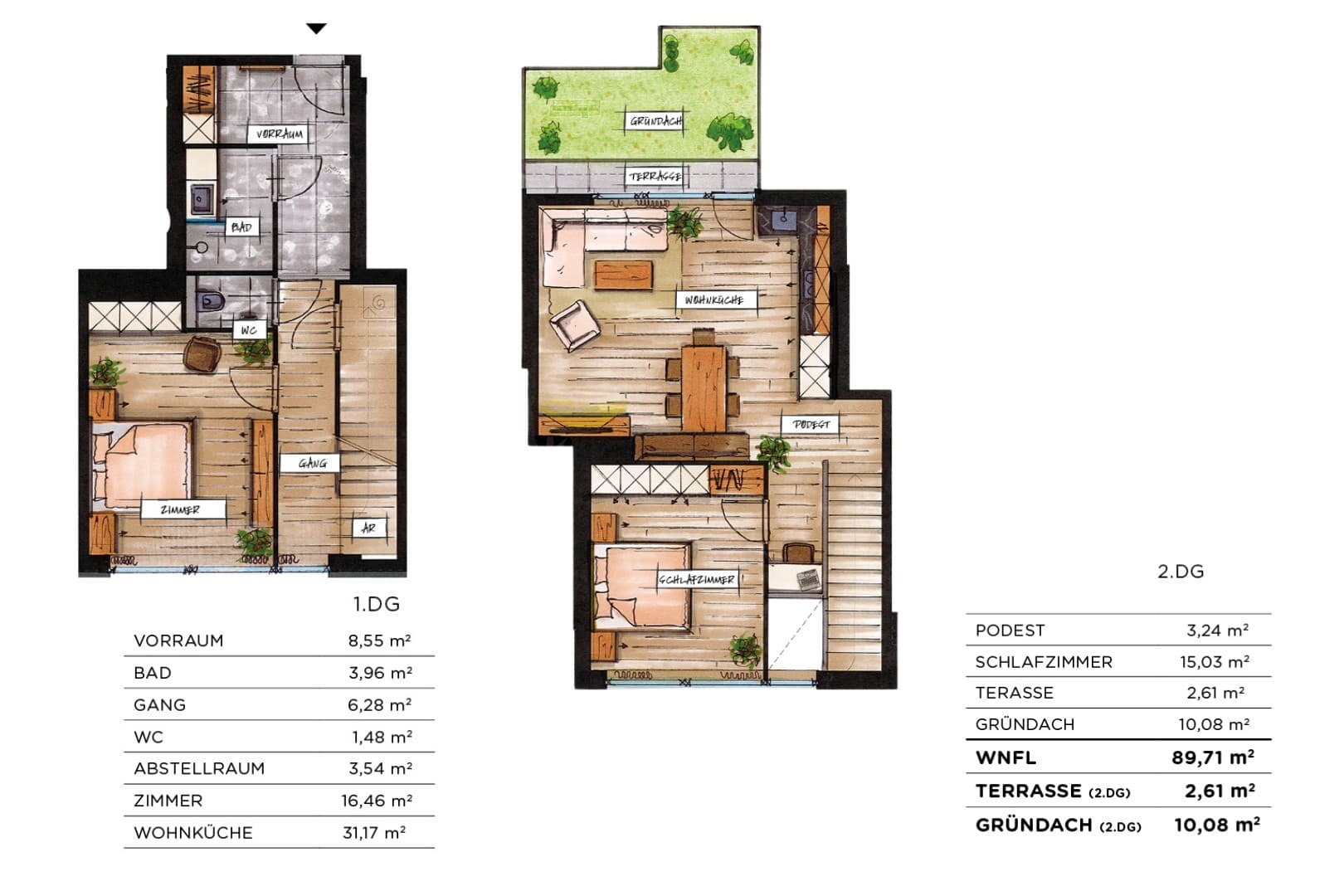 Grundriss Top 21 — soVie — 3 Zimmer — 89,7 m² — Attic floor