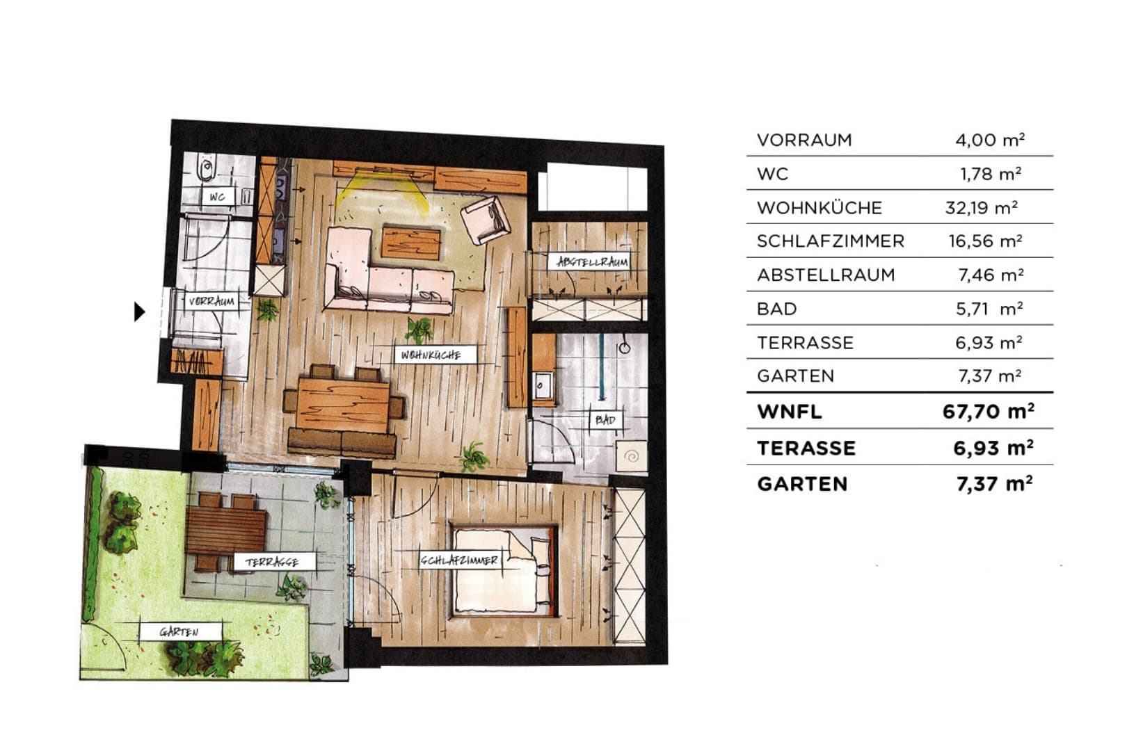 Grundriss Top 24 — soVie — 2 Zimmer — 67,7 m² — Ground floor
