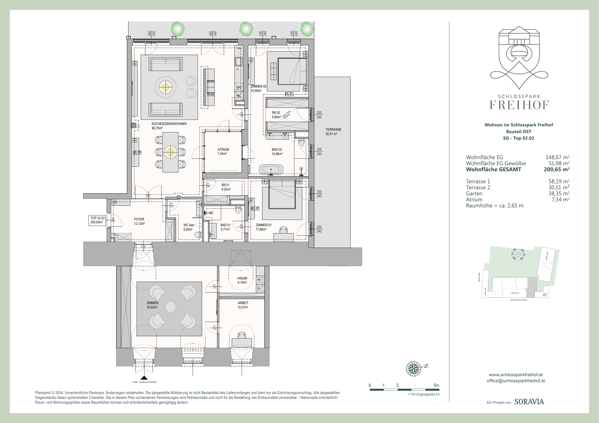 Grundriss Top O.02.02 — Schlosspark Freihof — 4.5 Zimmer — 200,7 m² — palace-residence