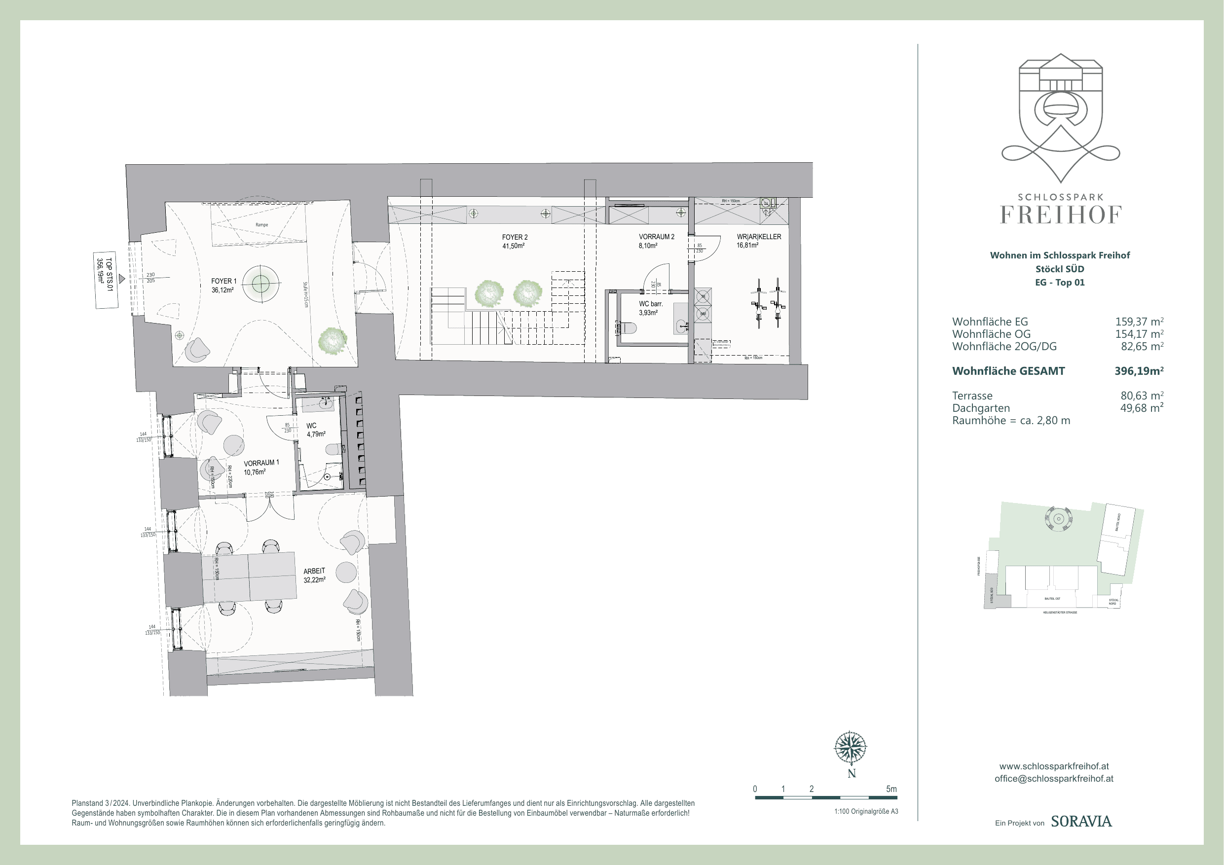 Grundriss Top StöcklSüd — Schlosspark Freihof — 5.5 Zimmer — 396,2 m² — castle