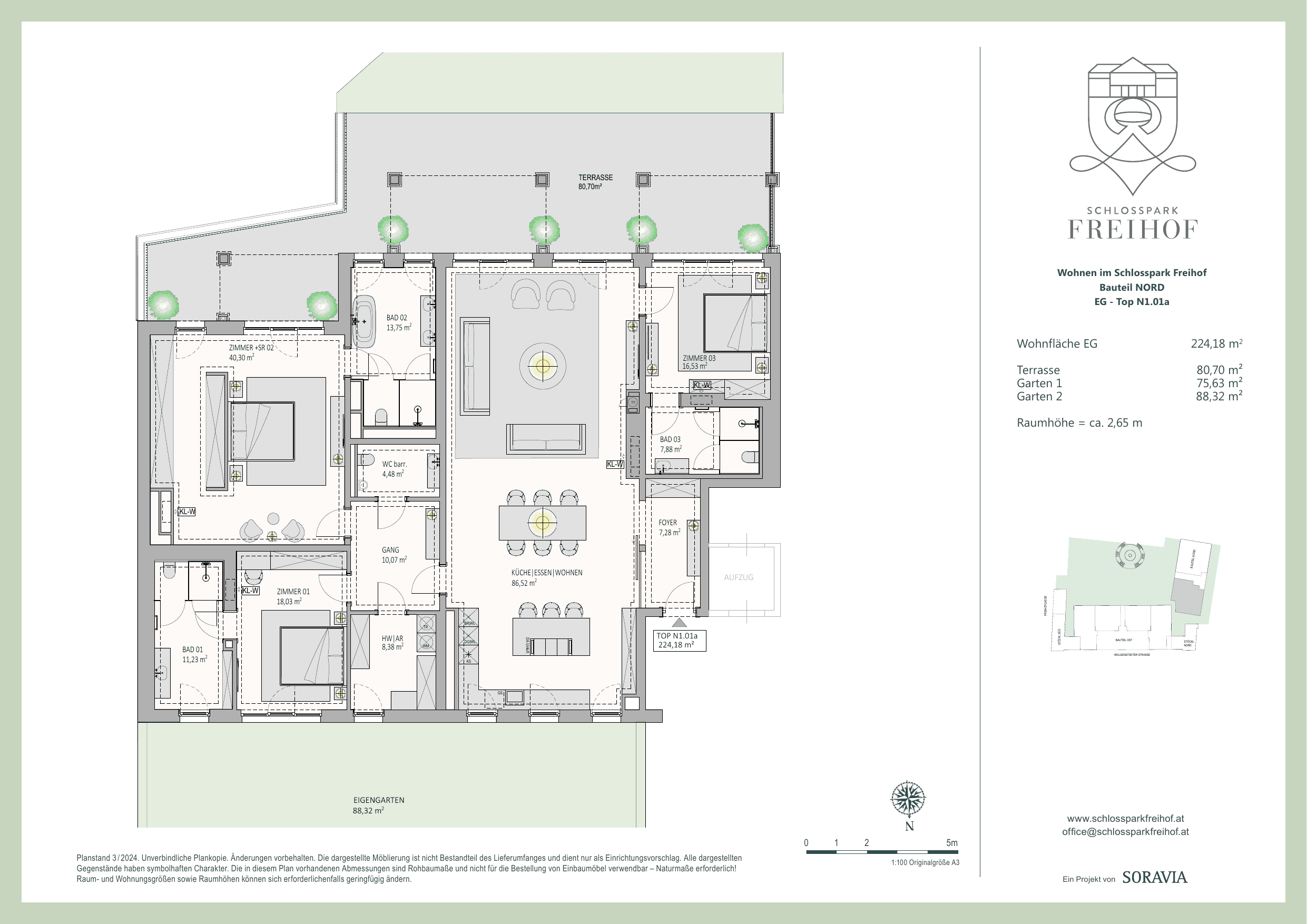 Grundriss Top N.1.01a — Schlosspark Freihof — 4 Zimmer — 224,2 m² — new-build
