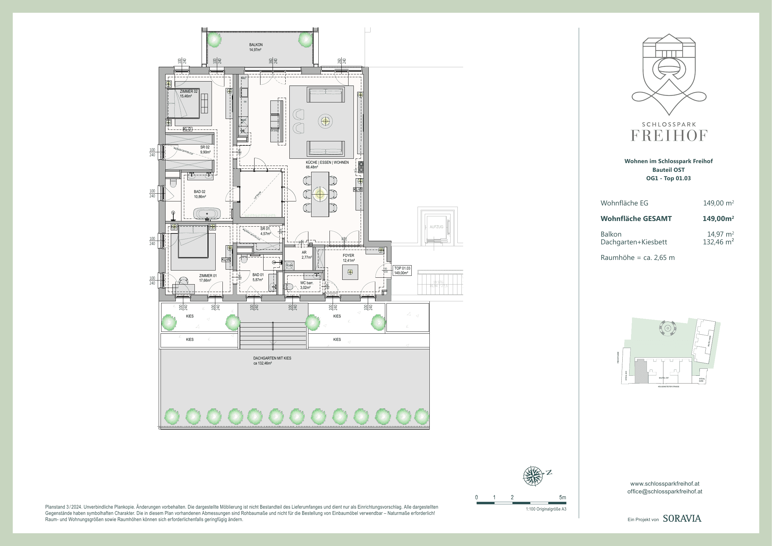 Grundriss Top O.1.03 — Schlosspark Freihof — 3 Zimmer — 149 m² — palace-residence