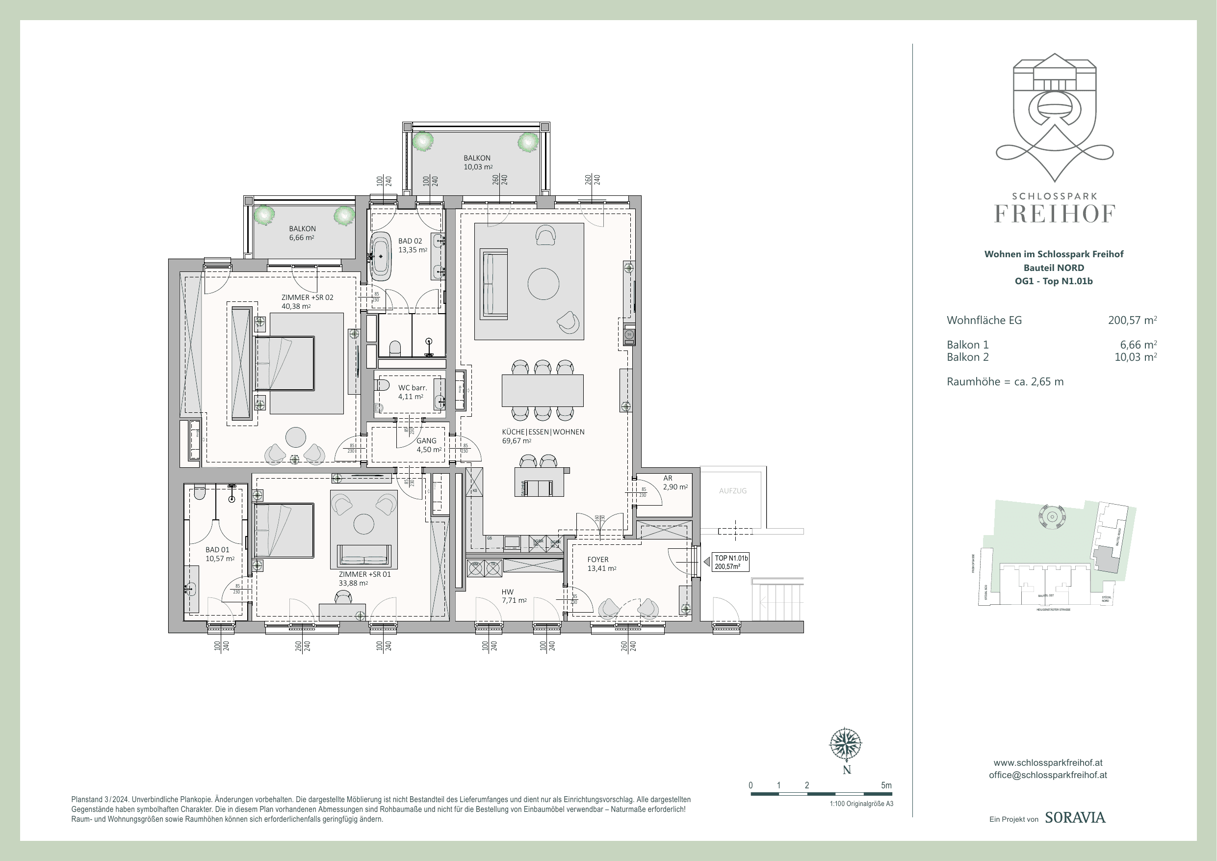 Grundriss Top N.1.01b — Schlosspark Freihof — 3 Zimmer — 200,6 m² — new-build