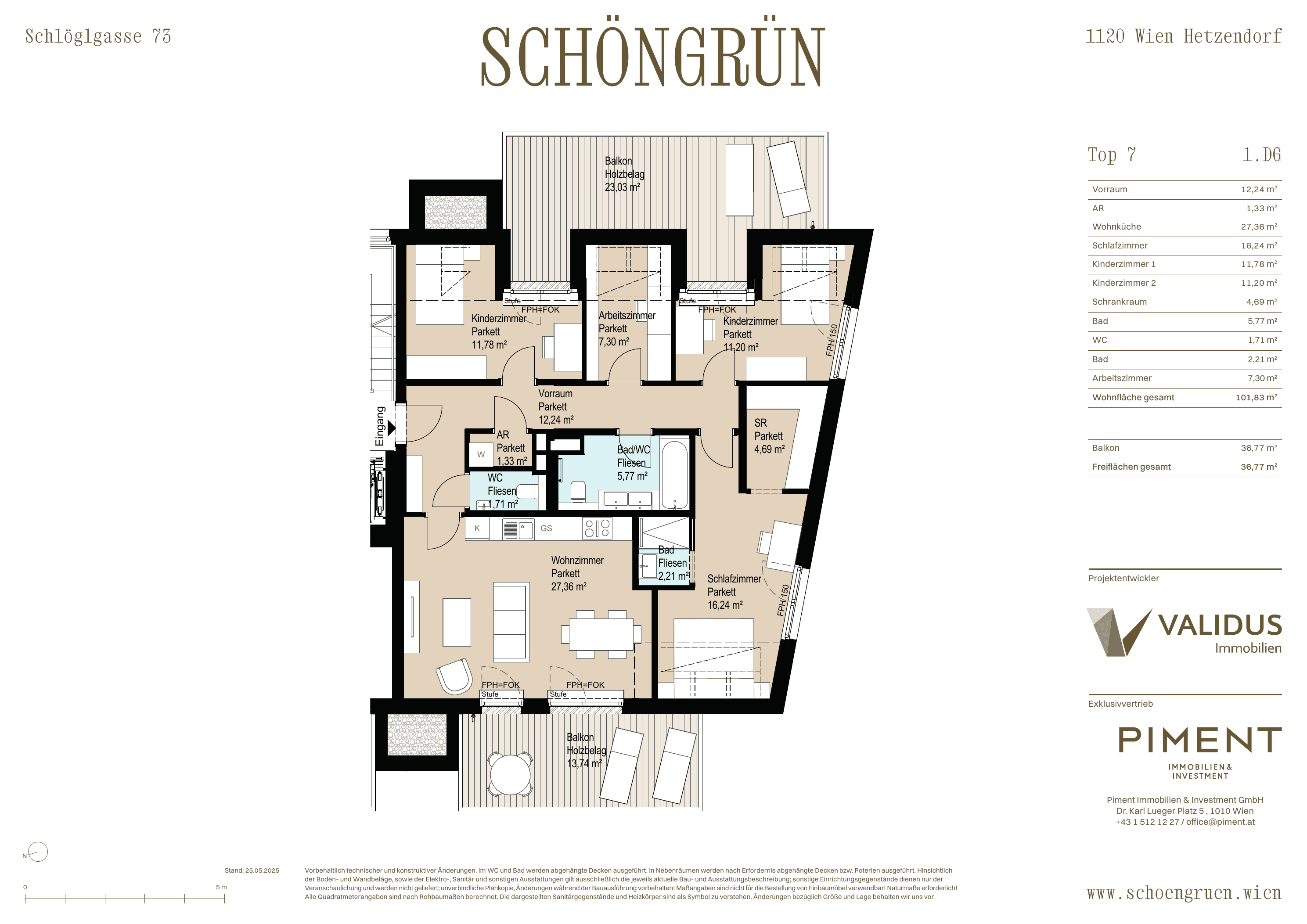 Grundriss Top 7 — Schöngrün — 5 Zimmer — 102 m² — 1st attic floor
