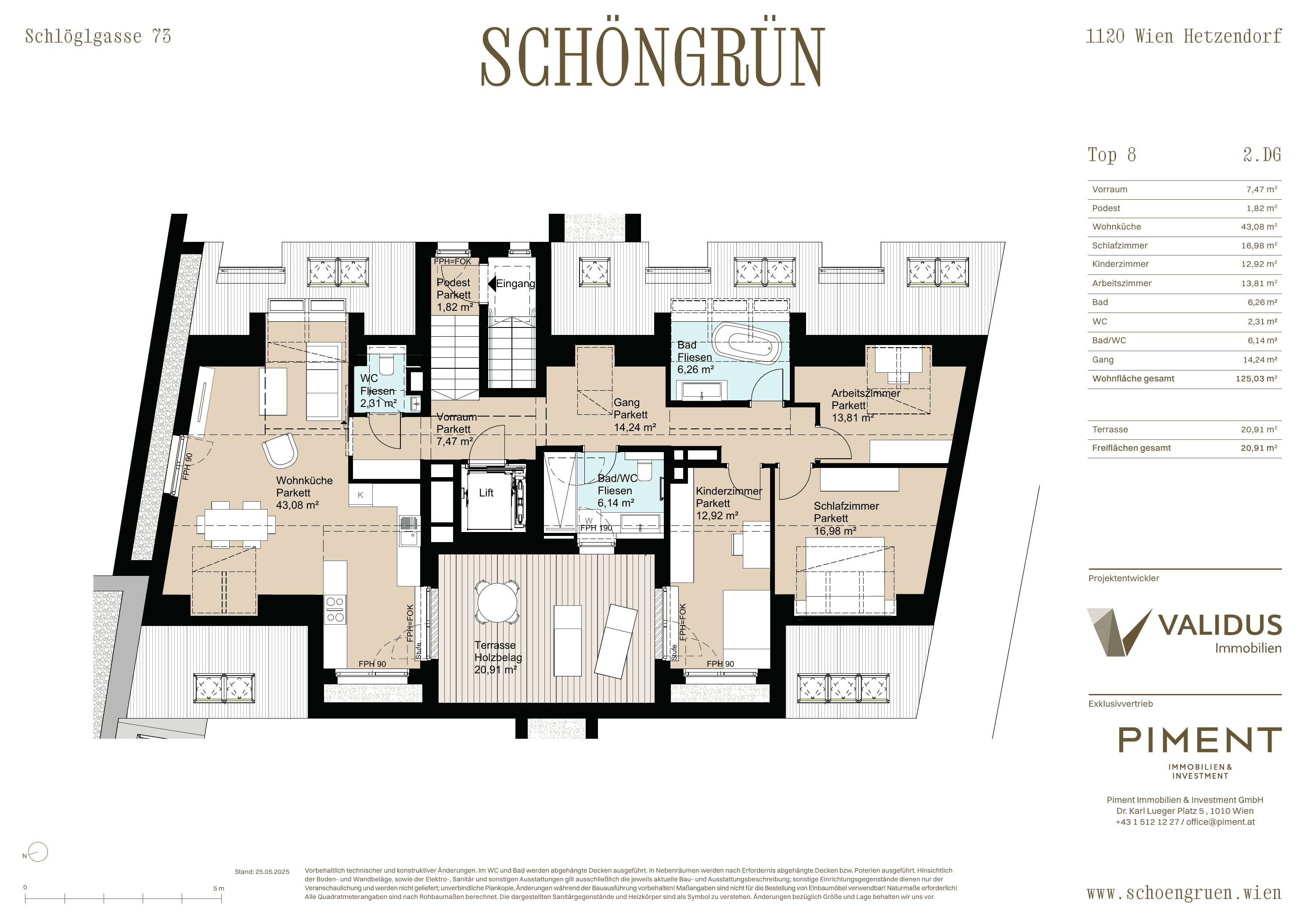 Grundriss Top 8 — Schöngrün — 4 Zimmer — 125 m² — 1st attic floor