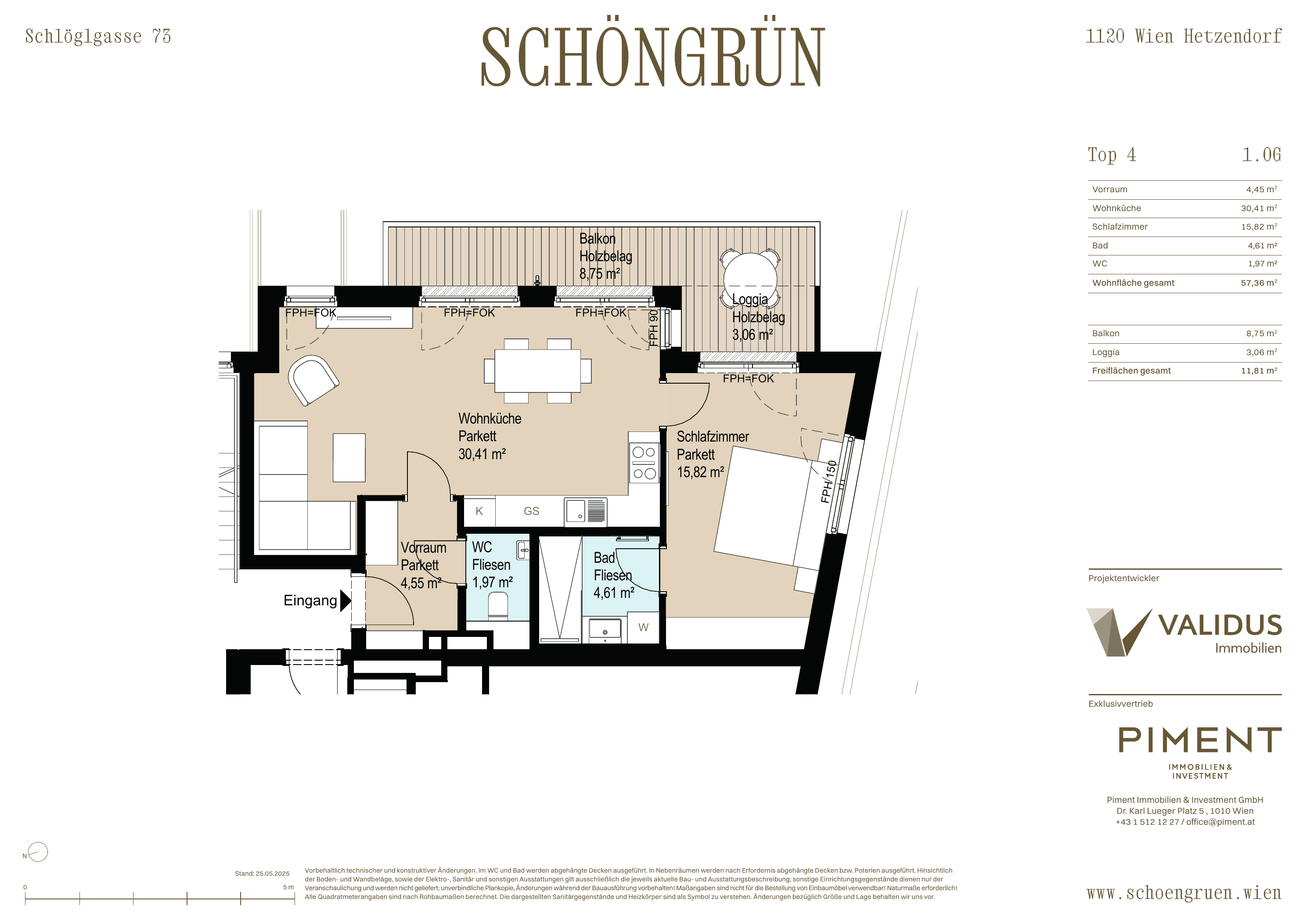 Grundriss Top 4 — Schöngrün — 2 Zimmer — 57 m² — 1st floor