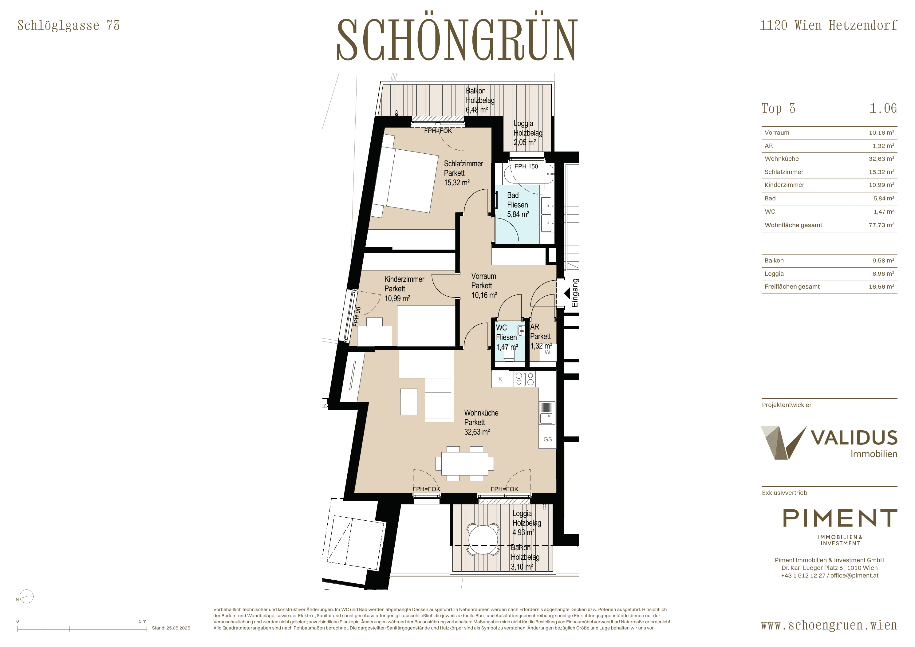 Grundriss Top 3 — Schöngrün — 3 Zimmer — 78 m² — 1st floor