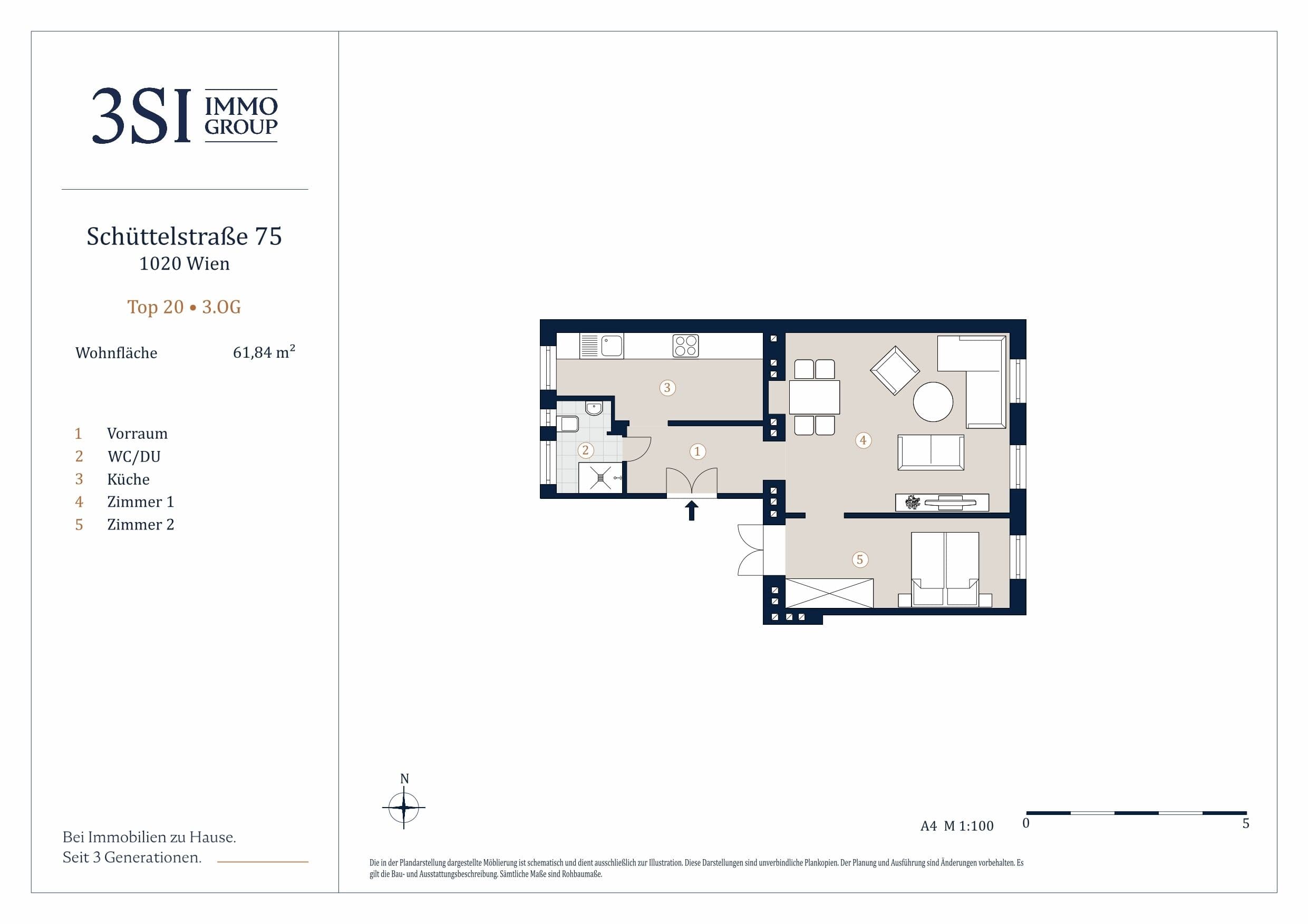 Grundriss Top 20 — Schüttelstraße 75 — 2 Zimmer — 57 m² — 3rd floor